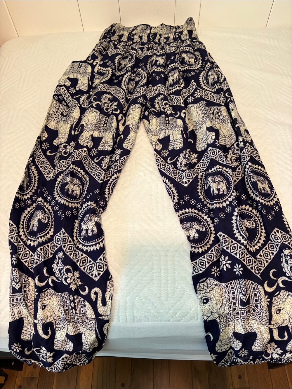 Women's Navy Blue Elephant Print Harem Jogger Pants